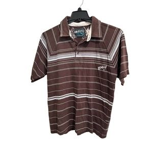 Billabong Polo Shirt Men's Size Medium Brown Striped Vintage Cotton